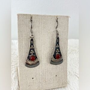 Sterling silver earrings.  Garnet